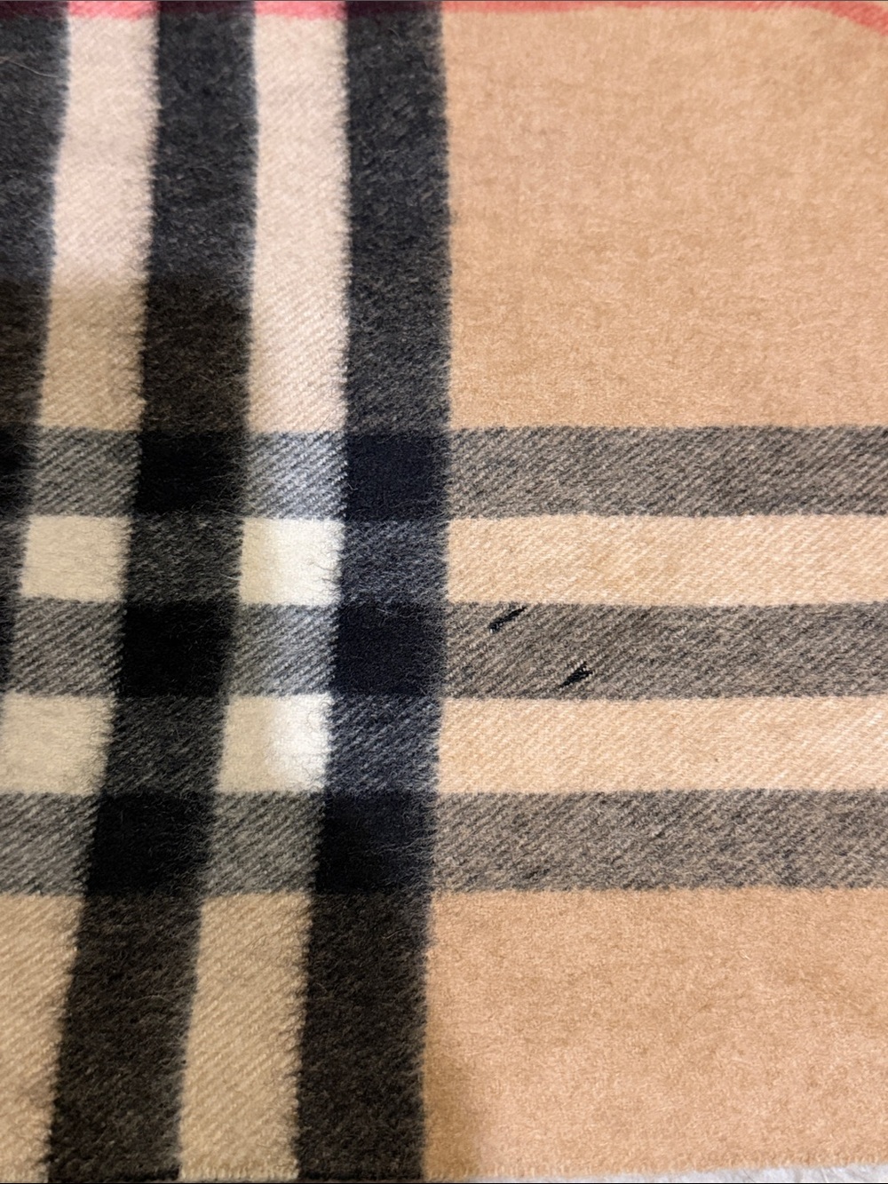 Burberry 100% Cashmere Nova Check Plaid Fringe Scarf Classic Beige 12” x 66” - Picture 5 of 6